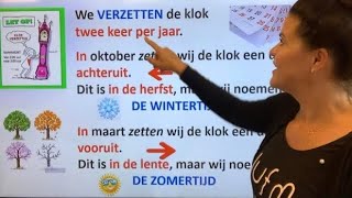 NT2 🥶wintertijd klok VERZETTEN 🔃⏰Hoe ❓Vooruit ⏩Achteruit ⏪kortste dag 🌄langste dag🌅 learndutch [upl. by Nishom]