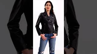 Leather Jacket Women Lambskin Leather Jacket  Real Leather Moto Jacket For Women viralshort viral [upl. by Drolet836]