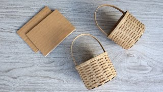 REALISTIC MINI BASKET FROM CARDBOARD  DIY Handmade Cardboard Craft  Best Display Ideas [upl. by Streeto]