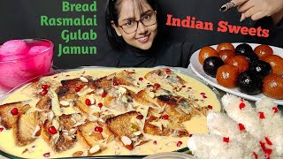 Eating Indian Sweets  Big Bites  Messy Eating  Indian Sweets Asmr Eating  Mukbang  Rasmalai [upl. by Brom]