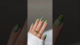 Easy nature ☘️green nails nailart nailpolish naildesign nailtutorial nailinspo [upl. by Anirt773]