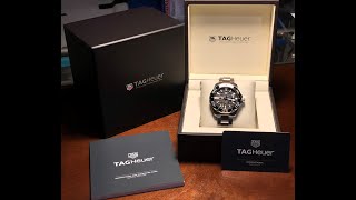 Unboxing and Reviewing the Tag Heuer Aquaracer Automatic Black Dial 43mm WAY201ABA0927 [upl. by Rofotsirk]