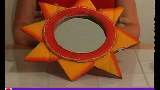 Decorate a Cardboard Sun Mirror Acrylic Painting Project  Art and Craft [upl. by Anitnauq]