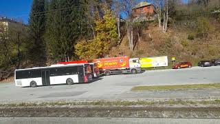 fahrschulelkwradstadtLkw mit Anhänger reversiert am Bahnhof Pongau Austria [upl. by Hootman]