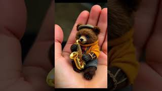 Animales pequeños IA osito monito elefantito tocando el saxofon [upl. by Mazonson301]