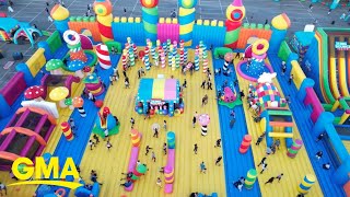 Adultsonly bouncy houses are the growing party trend for grownups l GMA [upl. by Ayimat]