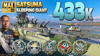 SuperBattleship Satsuma 433k on map Sleeping Giant  World of Warships [upl. by Aivatra96]