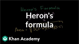 Herons formula  Perimeter area and volume  Geometry  Khan Academy [upl. by Lauder204]