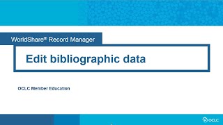 Edit bibliographic data [upl. by Winograd]