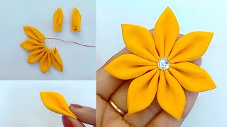 DIY New Design Fabric Flower Making in Just 3 minutes  How to Make a cloth Flower  Flower Making [upl. by Marlyn]