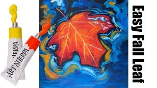 How to paint with Acrylic on Canvas Floating Fall leaf  TheArtSherpa [upl. by Doughman650]