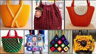 Most Stylish Designs Crochet Bags Creative Collection 2024 [upl. by Llerred211]