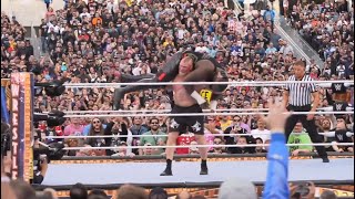 Brock Lesnar suplex and F5 to Omos WWE WrestleMania live Event short wwe [upl. by Esyahc939]