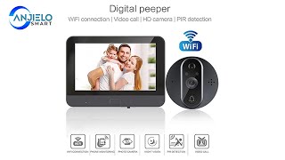 AnjieloSmart 1080P Video Doorbell Smart Doorbell WiFi Peephole Camera R9S [upl. by Anaihk343]