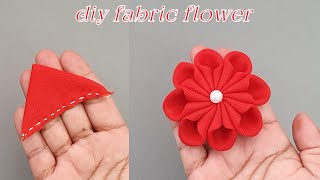 How to make fabric flower  DIY How to make an adorable fabric flower in just 5 minutes [upl. by Ised146]