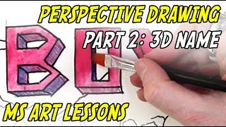 Middle School Art Lessons OnePoint Perspective Name part 2 [upl. by Assirialc]