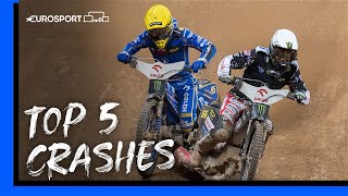 Top 5 Biggest Speedway Grand Prix Crashes Of 2023 💥 [upl. by Sucramad442]