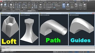 AutoCAD 3D Loft Command Tutorial Complete  AutoCAD Loft Path  AutoCAD Loft Guides [upl. by Nodlew382]