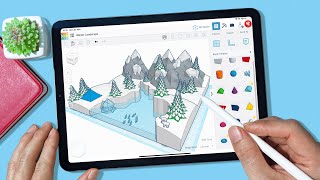 Creating 3D Winter Landscape  Tinkercad [upl. by Nabala733]