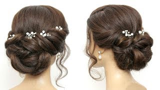 Easy Twisted Updo Bridal Hairstyle For Long And Medium Hair [upl. by Conti]