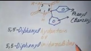 Phenytoin structure and IUPAC namenomenclature Chemical structure Hydantoin Anticonvulsant drug [upl. by Aneetsirhc]