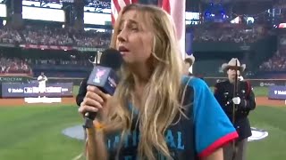 Ingrid Andress National Anthem Goes VIRAL at Home Run Derby What Went Wrong [upl. by Nylra]