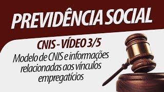 CNIS 3 de 5 Modelo de CNIS e informações relacionadas aos vínculos empregatícios [upl. by Urquhart]