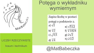 Zapisz liczbę w postaci potęgi o podstawie 2a√ 2b ∛2 c √05 d ∛4 e √512 f ∛1024 g 2√2 h 2∛2 [upl. by Nila735]