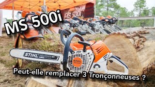 Stihl MS 500i Peut elle remplacer 3 tronçonneuses  Le Test [upl. by Kasey]