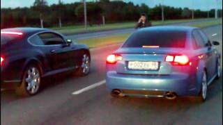 Bentley ContiGT vs Audi RS4 with RS6 engine [upl. by Lonee921]