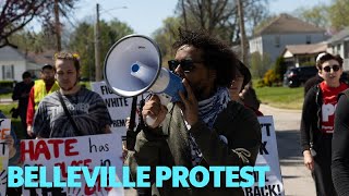 Group protests Belleville home displaying Confederate flags Nazi symbols [upl. by Bambi]