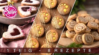 Plätzchen backen 1 Teig  8 Rezepte  Weihnachtsrezepte  Sallys Welt [upl. by Aerdnac]