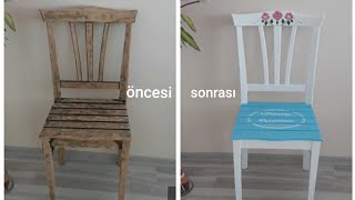 Ahşap sandalye boyamaeski sandalye yenilemeold wooden chair paintingdiy [upl. by Hagar723]