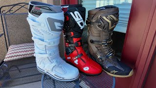 Premium Motorcycle Boot Comparison  Gaerne SG22 vs Alpinestars Tech 10 vs Sidi Crossfire 3 [upl. by Mohkos]