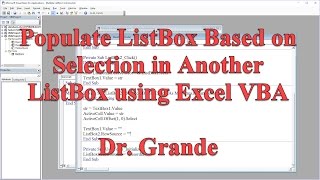 Populate ListBox Based on Selection in Another ListBox using Excel VBA [upl. by Oicirtap290]