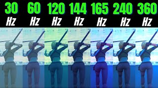 Fortnite 30Hz vs 60Hz vs 120Hz vs 144Hz vs 165Hz vs 240Hz vs 360Hz [upl. by Lias]