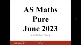 AS Maths  2023  Pure  Q1 [upl. by Takashi]