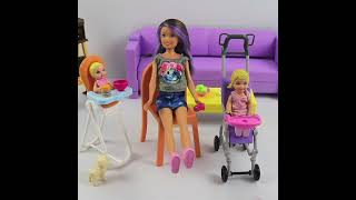 Barbies Baby and Skipper Baby Sitter  Barbie Baby Nursery Play Set barbiebaby barbieworld [upl. by Ecnedurp]