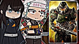 Hashiras React to Doom Slayer  Tiktok  Gacha React [upl. by Ymar413]