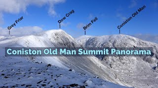 Coniston Old Man  Fully Labelled Summit View Panorama  Lake District Walks amp Hikes [upl. by Leckie]