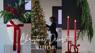 CHRISTMAS DECORATE WITH ME 2024  LIVING ROOM CHRISTMAS DECOR  AN ALL RED CHRISTMAS PART 1 [upl. by Ad419]