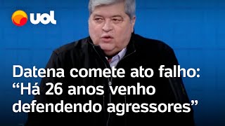 Datena se confunde em debate SBT e diz Há 26 anos venho defendendo bandidos que agridem mulheres [upl. by Ahsieket]