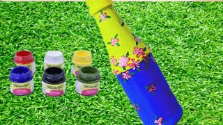 Very Beautiful Elegant Bottle painting Bottle ArtBottle painting artgift idea flower vase [upl. by Llerihs]