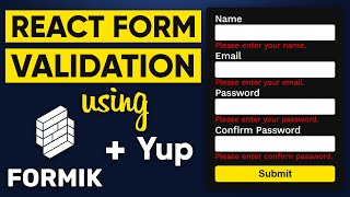 React Form Validation using Formik amp Yup  Formik React EASIEST METHOD [upl. by Matthaus]