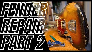 Fender Jaguar Vintage Guitar Repair Restoration Part 2 [upl. by Hamel95]