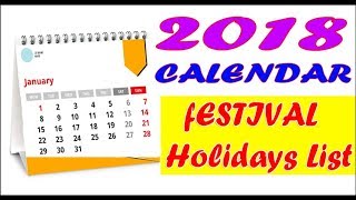 2018 calendar with holidays [upl. by Navaj95]