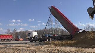 Scania P440 with Wielton tipper semitrailer unloading [upl. by Mmada]