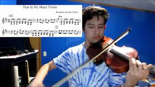 Tear In My Heart twenty one pilots Violin Cover FREE SHEET MUSIC  Brandon Sanchez Rojas [upl. by Carper]