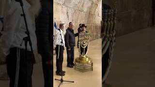 Bibi lighting menorah at the Western Wall israel [upl. by Pinette]