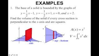 Topic 43Volumes of Solids with Known Cross Sections [upl. by Kenta438]